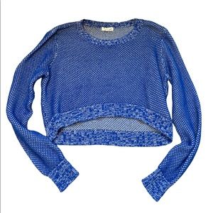 Silence + Noise Blue Cropped Sweater Large